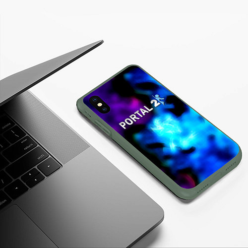 Чехол iPhone XS Max матовый Portal неоновый градиент / 3D-Темно-зеленый – фото 3