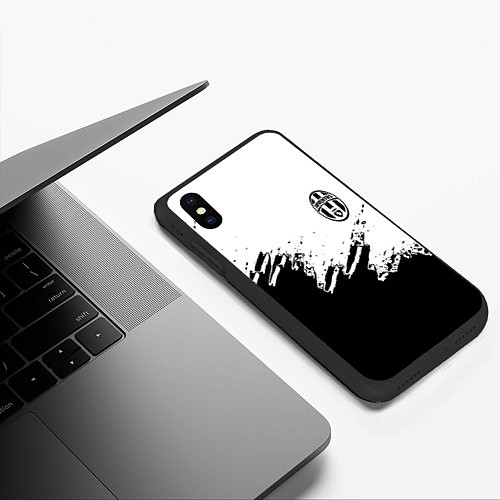 Чехол iPhone XS Max матовый Juventus black sport texture / 3D-Черный – фото 3