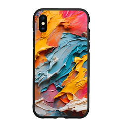 Чехол iPhone XS Max матовый Абстрактная живопись акрилом, цвет: 3D-черный