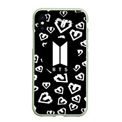 Чехол iPhone XS Max матовый BTS band black kpop, цвет: 3D-салатовый