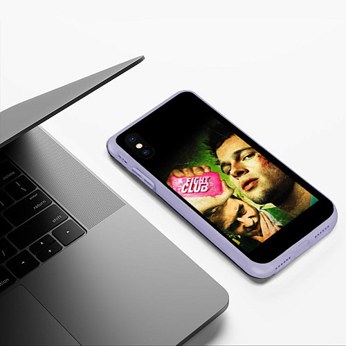 Чехол iPhone XS Max матовый Fight club - бойцовский клуб / 3D-Светло-сиреневый – фото 3
