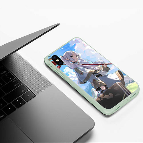 Чехол iPhone XS Max матовый Sousou no Frieren Фрирен / 3D-Салатовый – фото 3