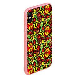 Чехол iPhone XS Max матовый Хохломская роспись красные цветы и ягоды, цвет: 3D-баблгам — фото 2