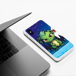 Чехол iPhone XS Max матовый Новогодняя ночь и дракон, цвет: 3D-белый — фото 2