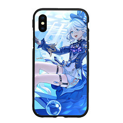 Чехол iPhone XS Max матовый Genshin Impact Furina happy, цвет: 3D-черный