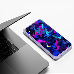 Чехол iPhone XS Max матовый Яркие разноцветные пятна в виде камуфляжа, цвет: 3D-светло-сиреневый — фото 2