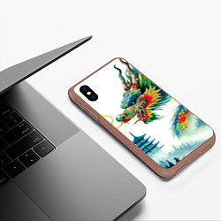 Чехол iPhone XS Max матовый Japanese watercolor dragon - art, цвет: 3D-коричневый — фото 2