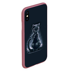 Чехол iPhone XS Max матовый Sweet cat - cyberpunk, цвет: 3D-малиновый — фото 2