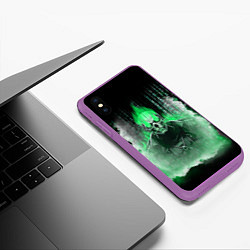 Чехол iPhone XS Max матовый Зелёный скелет в дыму, цвет: 3D-фиолетовый — фото 2