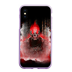 Чехол iPhone XS Max матовый Красный скелет в дыму, цвет: 3D-сиреневый