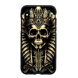 Чехол iPhone XS Max матовый Золотой череп Египетского фараона, цвет: 3D-черный