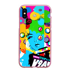 Чехол iPhone XS Max матовый Girls face - pop art, цвет: 3D-розовый