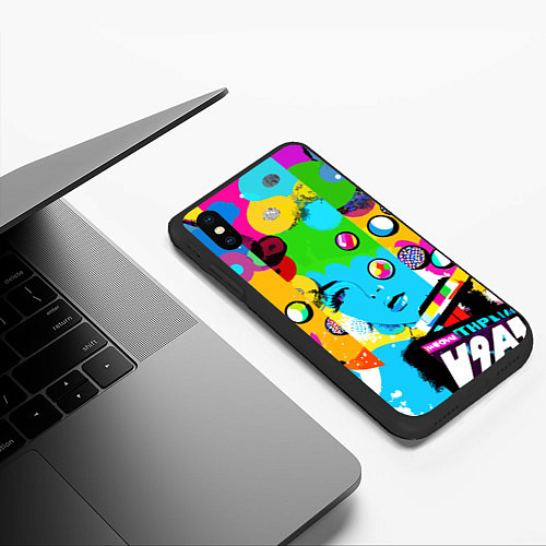 Чехол iPhone XS Max матовый Girls face - pop art / 3D-Черный – фото 3