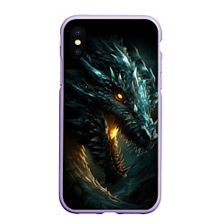 Чехол iPhone XS Max матовый Древний дракон символ 2024, цвет: 3D-светло-сиреневый