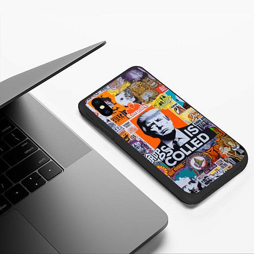 Чехол iPhone XS Max матовый Donald Trump - american сollage / 3D-Черный – фото 3