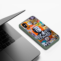 Чехол iPhone XS Max матовый Donald Trump - american сollage, цвет: 3D-темно-зеленый — фото 2