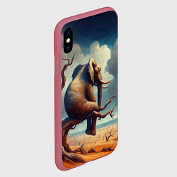 Чехол iPhone XS Max матовый Слон сидит на ветке дерева в пустыне, цвет: 3D-малиновый — фото 2