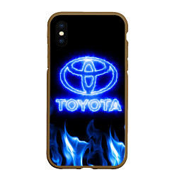 Чехол iPhone XS Max матовый Toyota neon fire, цвет: 3D-коричневый