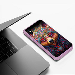 Чехол iPhone XS Max матовый Фэнтази медведь, цвет: 3D-сиреневый — фото 2