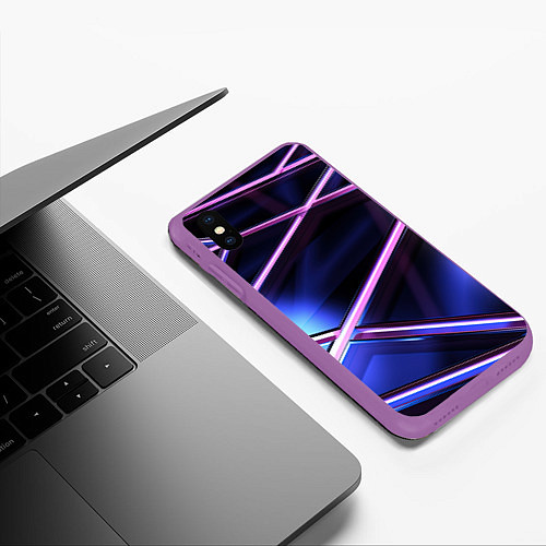 Чехол iPhone XS Max матовый Фиолетовая геометрическая абстракция / 3D-Фиолетовый – фото 3