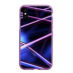 Чехол iPhone XS Max матовый Фиолетовая геометрическая абстракция