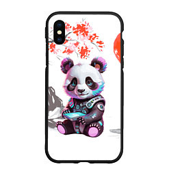 Чехол iPhone XS Max матовый Funny panda - China, цвет: 3D-черный