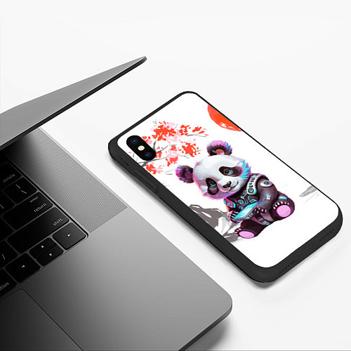 Чехол iPhone XS Max матовый Funny panda - China / 3D-Черный – фото 3