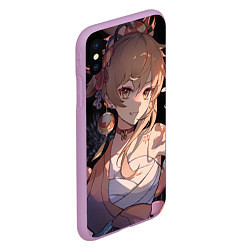 Чехол iPhone XS Max матовый Genshin Impact Yoimiya, цвет: 3D-сиреневый — фото 2