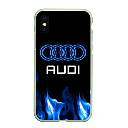 Чехол iPhone XS Max матовый Audi neon art, цвет: 3D-салатовый