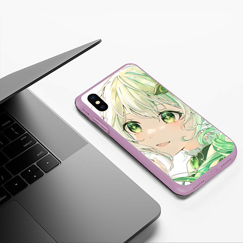 Чехол iPhone XS Max матовый Genshin Impact Nahida smile / 3D-Сиреневый – фото 3