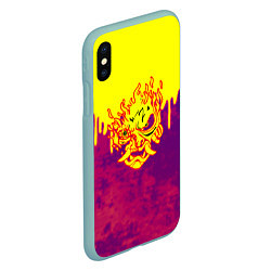 Чехол iPhone XS Max матовый Cyberpunk огненное лого самурая, цвет: 3D-мятный — фото 2