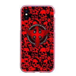Чехол iPhone XS Max матовый Thirty Seconds to Mars skull pattern, цвет: 3D-розовый