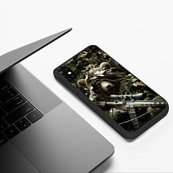 Чехол iPhone XS Max матовый Медведь снайпер маскировка, цвет: 3D-черный — фото 2