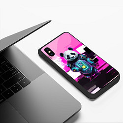 Чехол iPhone XS Max матовый Funny panda - cyberpunk, цвет: 3D-черный — фото 2