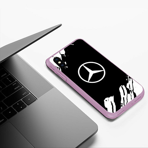 Чехол iPhone XS Max матовый Mercedes benz краски спорт / 3D-Сиреневый – фото 3