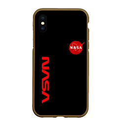 Чехол iPhone XS Max матовый NASA космос, цвет: 3D-коричневый