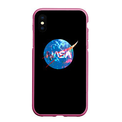 Чехол iPhone XS Max матовый NASA true space star, цвет: 3D-малиновый