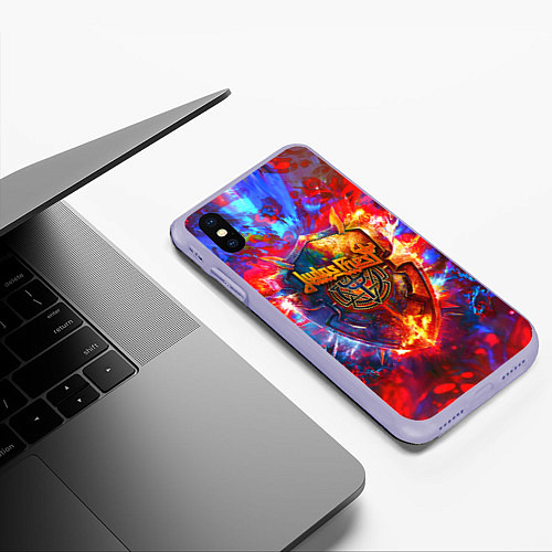 Чехол iPhone XS Max матовый Invincible shield - Jadas Priest / 3D-Светло-сиреневый – фото 3