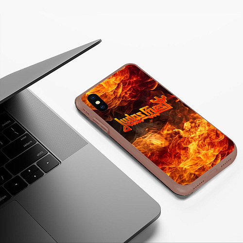 Чехол iPhone XS Max матовый Fire - Judas Priest / 3D-Коричневый – фото 3