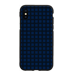 Чехол iPhone XS Max матовый Чёрно-синий клетчатый, цвет: 3D-черный