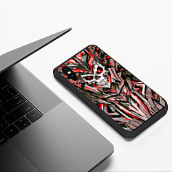 Чехол iPhone XS Max матовый Красный череп в камне, цвет: 3D-черный — фото 2