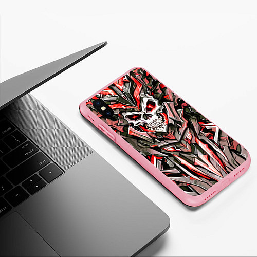 Чехол iPhone XS Max матовый Красный череп в камне / 3D-Баблгам – фото 3