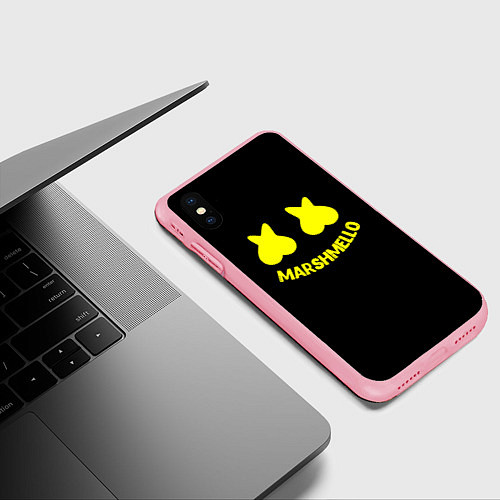 Чехол iPhone XS Max матовый Christopher Comstock yellow logo / 3D-Баблгам – фото 3