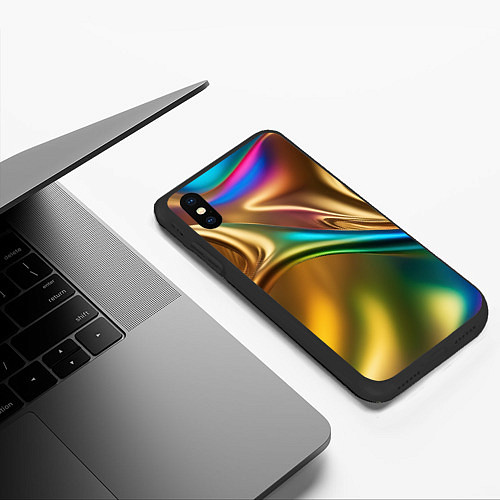 Чехол iPhone XS Max матовый Атласные изгибы / 3D-Черный – фото 3