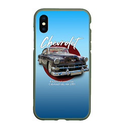 Чехол iPhone XS Max матовый Американский классический автомобиль Chevrolet Bel, цвет: 3D-темно-зеленый