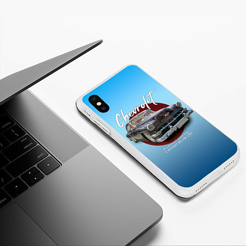 Чехол iPhone XS Max матовый Американский классический автомобиль Chevrolet Bel / 3D-Белый – фото 3