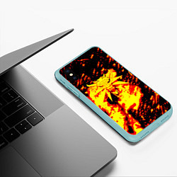 Чехол iPhone XS Max матовый Ведьмак огненное лого, цвет: 3D-мятный — фото 2