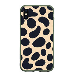 Чехол iPhone XS Max матовый Пятнышки леопарда, цвет: 3D-темно-зеленый