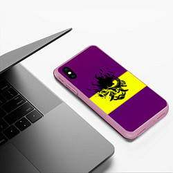 Чехол iPhone XS Max матовый Cyberpunk 2077 stripes, цвет: 3D-розовый — фото 2