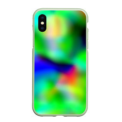 Чехол iPhone XS Max матовый Психоделический неоновый градиент, цвет: 3D-салатовый